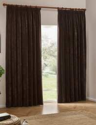 YARD Chenille Velvet Pencil Pleat Curtains Brown
