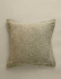 M&S Pure Cotton Herringbone Cushion Green