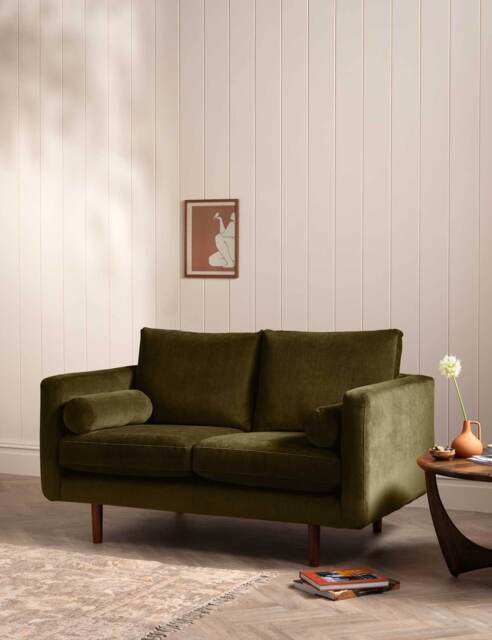 BARKER AND STONEHOUSE Moore Chenille Medium 2 Seater Sofa Dark Green