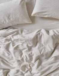 Piglet In Bed Pure Linen Striped Duvet Cover Oatmeal Mix