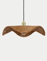 M&S Rocco Rattan Easy Fit Ceiling Lamp Shade - Natural, Natural