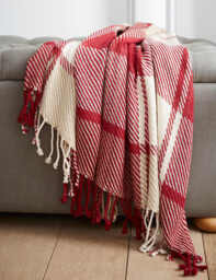 Laura Ashley Pure Cotton Dylan Checked Throw Red Mix