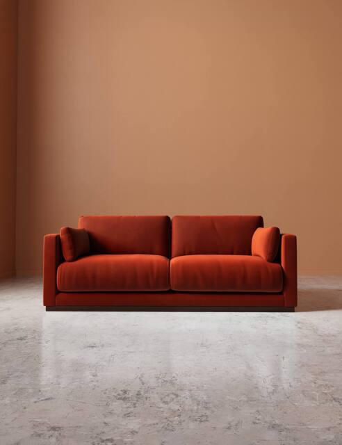 Swoon Crushed Velvet 2 Seater Sofa Dark Orange