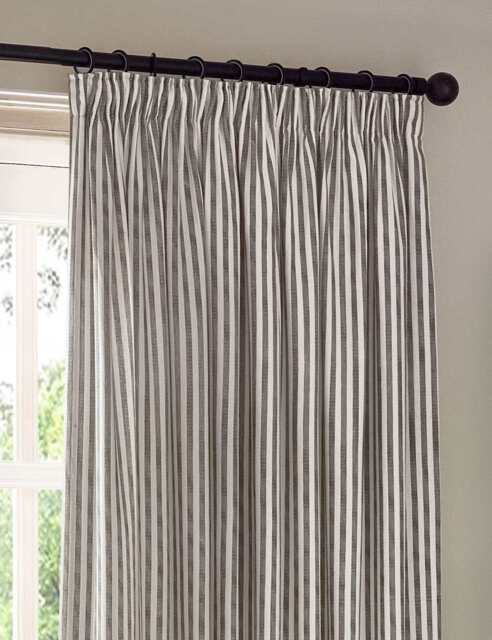 YARD Hebden Pure Cotton Striped Curtains Grey Mix