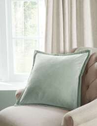Laura Ashley Velvet Hanya Cushion Light Green