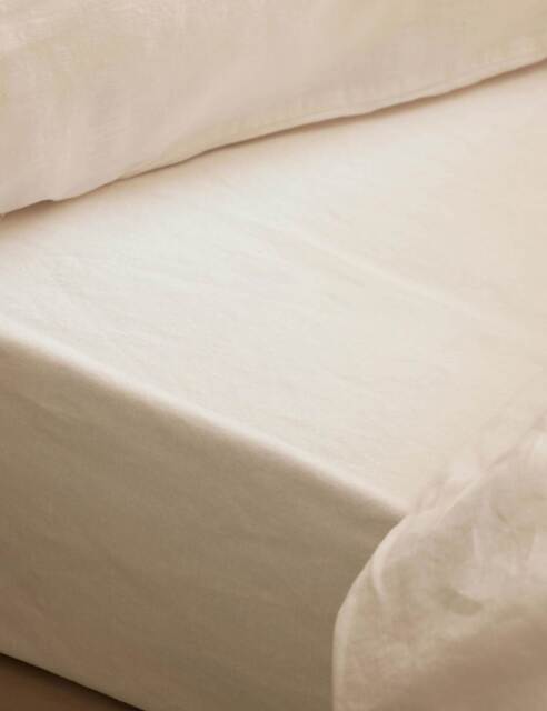 Piglet In Bed Pure Linen Fitted Sheet Cream