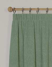 M&S Brushed Pencil Pleat Blackout Thermal Curtains Sage