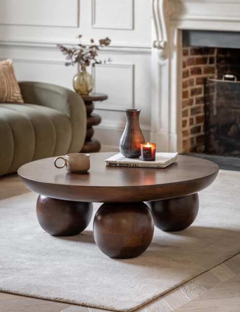 Gallery Direct Sculpt Round Coffee Table Dark Brown