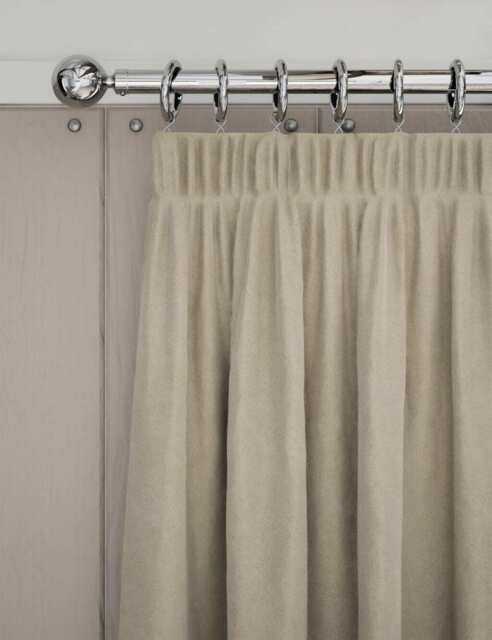 M&S Velvet Pencil Pleat Curtains Neutral