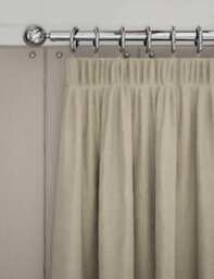M&S Velvet Pencil Pleat Curtains Neutral