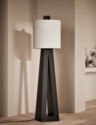 M&S X Kelly Hoppen Black Wooden Floor Lamp Black