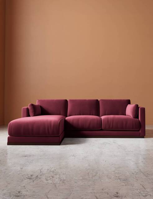 Swoon Easy Velvet Left Corner Sofa Burgundy