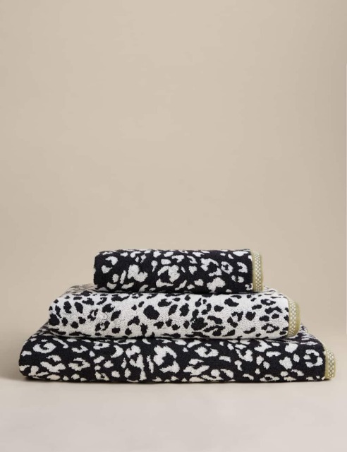 M&S Pure Cotton Leopard Print Towel Charcoal
