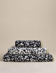 M&S Pure Cotton Leopard Print Towel Charcoal