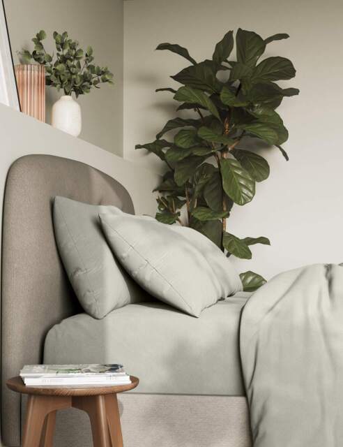M&S 2 Pack Pure Cotton 300 Thread Count Pillowcases Light Grey