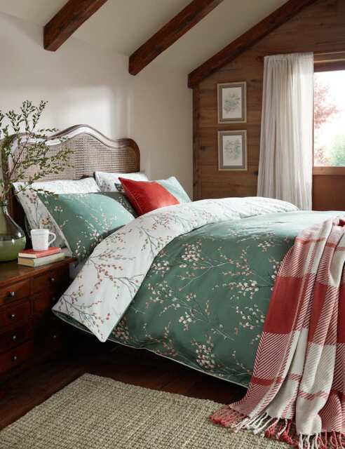 Laura Ashley Pure Cotton Sateen Pussy Willow Bedding Set Green Mix