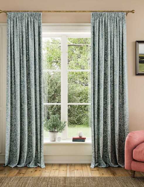 Joules Twilight Ditsy Pure Cotton Pencil Pleat Curtains Duck Egg