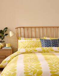 Orla Kiely 2 Pack Pure Cotton Sycamore Stripe Pillowcases Yellow Mix