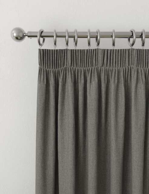 M&S Brushed Pencil Pleat Blackout Ultra Thermal Curtains Charcoal Mix