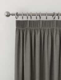 M&S Brushed Pencil Pleat Blackout Ultra Thermal Curtains Charcoal Mix