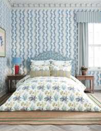 Sanderson Pure Cotton Sateen Enys Garden Bedding Set Indigo
