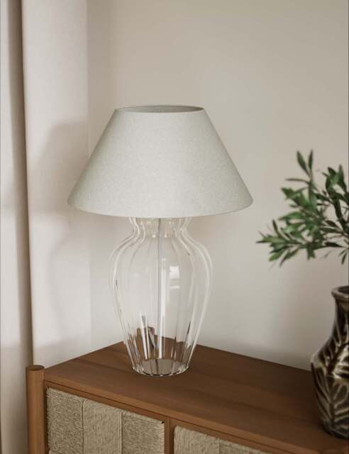 M&S Glass Fluted Table Lamp Clear