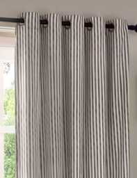 YARD Hebden Pure Cotton Striped Eyelet Curtains Grey Mix