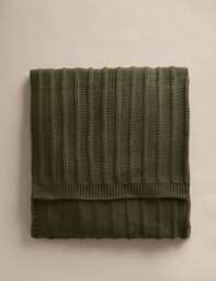 M&S Ribbed Knitted Throw Green