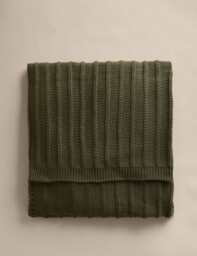 M&S Ribbed Knitted Throw Green