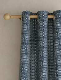 M&S Chenille Geometric Eyelet Curtains Navy Mix