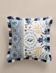 M&S Pure Cotton Coastal Embroidered Cushion Blue Mix