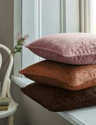 William Morris At Home Velvet Strawberry Thief Cushion Light Pink