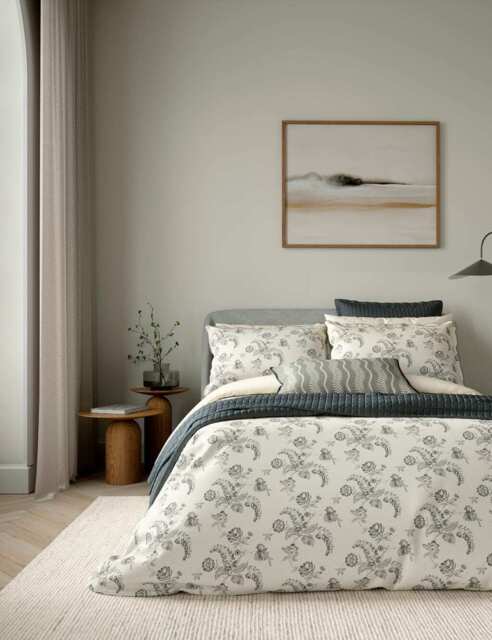 Bedeck of Belfast Pure Cotton Floral Bedding Set Cream Mix