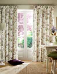 Laura Ashley Gosford Pure Cotton Pencil Pleat Curtains Purple Mix
