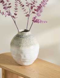 M&S Collection Reactive Glaze Textured Ceramic Vase - Neutral, Neutral