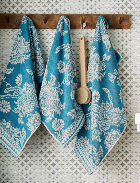 Joules Hidcote Birds Tapestry Towel Teal Mix