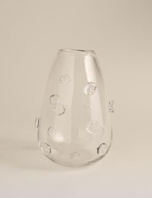 M&S 3D Raised Bobble Glass Vase Clear