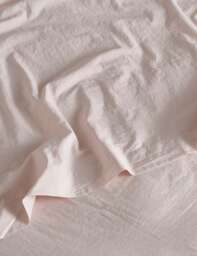 Bedfolk Washed Cotton 300 Thread Count Flat Sheet Soft Pink