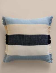 M&S Pure Cotton Woven Striped Outdoor Cushion Blue Mix