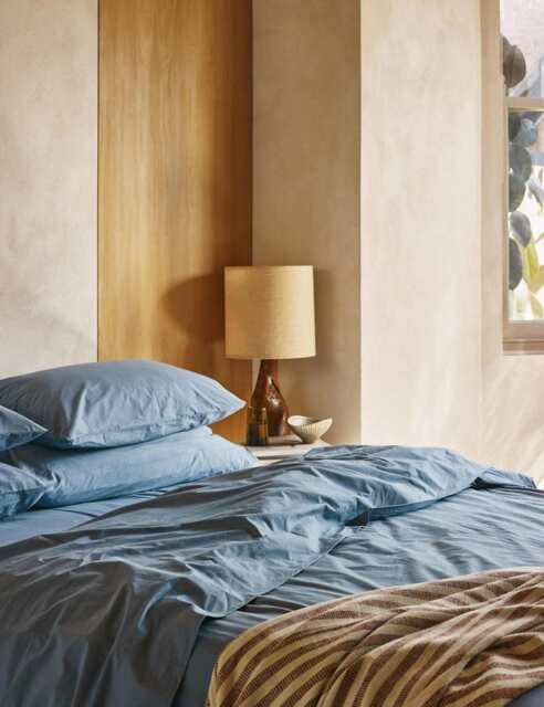 Piglet In Bed Washed Cotton Percale Duvet Cover Blue