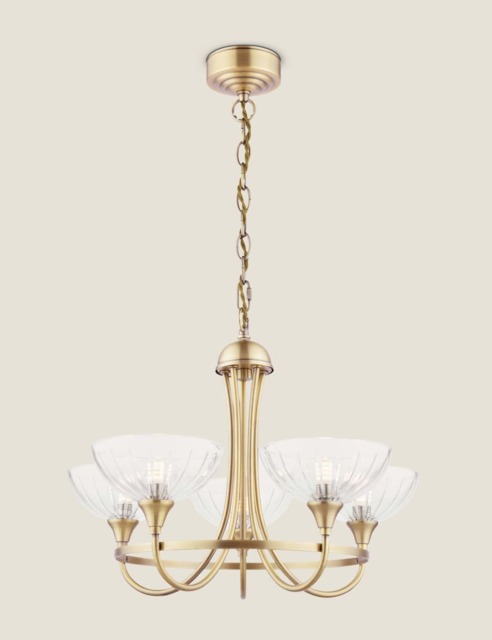Laura Ashley Wellham 5 Light Pendant Light Antique Brass