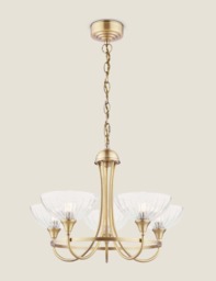 Laura Ashley Wellham 5 Light Pendant Light Antique Brass