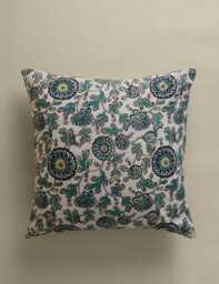M&S Cotton Rich Floral Cushion Blue Mix