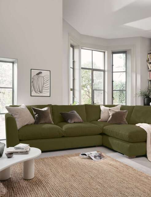 BARKER AND STONEHOUSE Palmer Textured Chenille Right Hand Corner Sofa Green