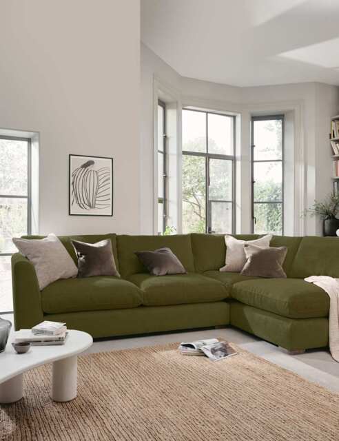 BARKER AND STONEHOUSE Palmer Textured Chenille Right Hand Corner Sofa Green