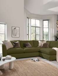 BARKER AND STONEHOUSE Palmer Textured Chenille Right Hand Corner Sofa Green