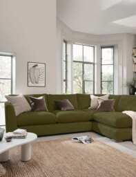 BARKER AND STONEHOUSE Palmer Textured Chenille Right Hand Corner Sofa Green