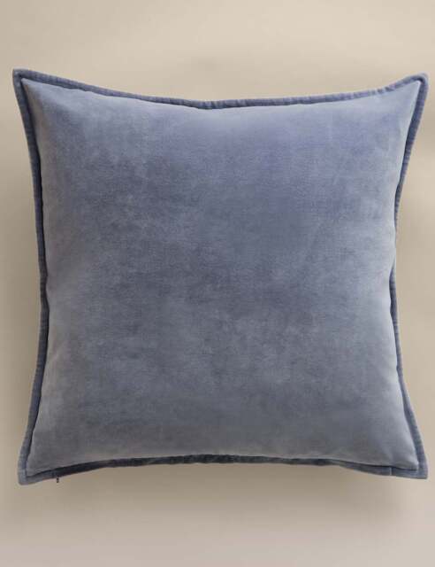 M&S Pure Cotton Velvet Large Cushion Slate Blue