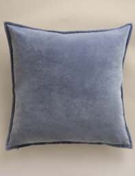 M&S Pure Cotton Velvet Large Cushion Slate Blue