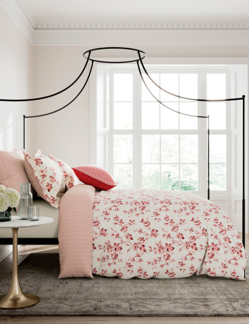 V&A Pure Cotton Garden Rose Bedding Set Pink